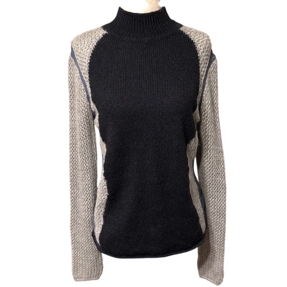 Helmut Lang Gray and Navy Alpaca Silk Blend Sweater